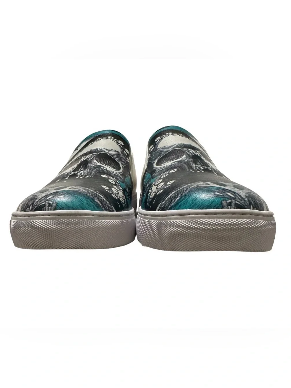 Robert Graham NWOB Ocean & Skull Leather Slip On Sneakers Sz.9 Casual Preppy
